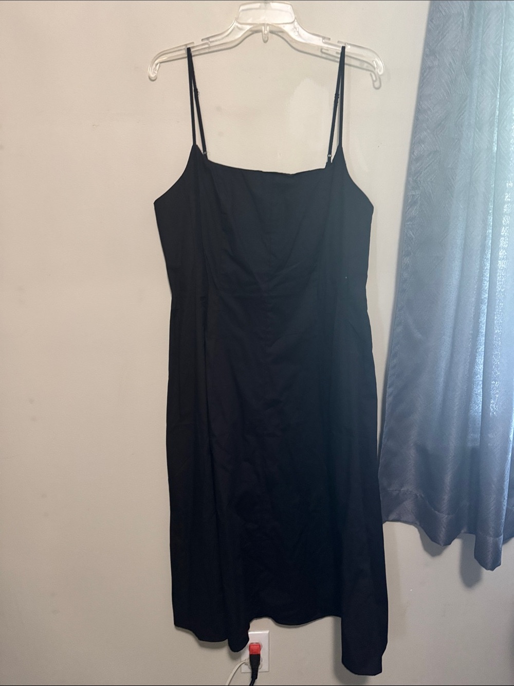 Cotton Black Spaghetti Strap Slip Dress - Women